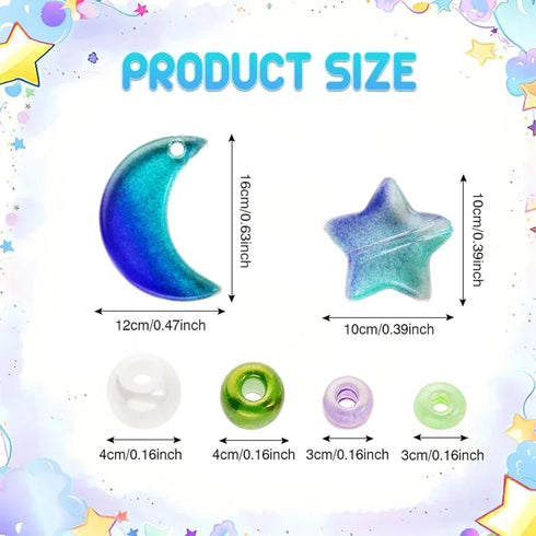 Mixed Star Moon Crystal Glass Beads Seedbeads Loose Round Pearl Beads for Jewelry Making Craft Bracelets Necklaces Earrings DIY Crafts Projects Pu...