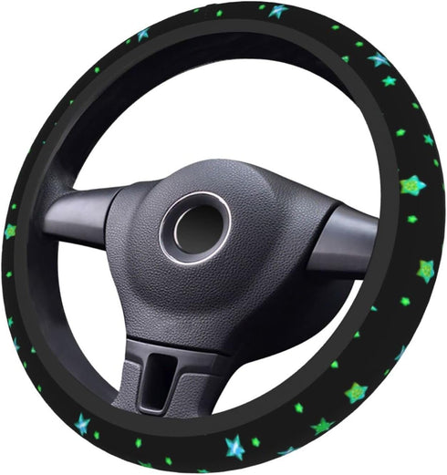 Green Star Steering Wheel Cover Car Accessories for Women Men Auto Non Slip Wheel Covers Protector Universal 15 Inch...