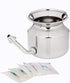 HealthGoodsIn Ultra Durable High Grade Stainless Steel Neti Pot for Nasal Irrigation + Neti Salt + 1 Cleaning Brush for Spout...