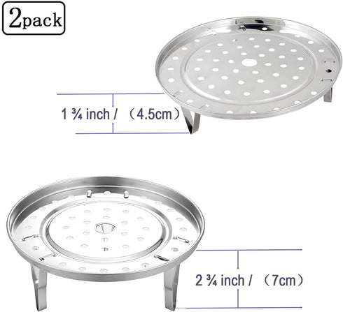 2 Pack 9-1/4" Pressure Cooker Canner Rack Stainless Steel Food Steamer Rack Cross Wire with 3 Short and 3 Tall Detachable Legs for Steamer Pot for...