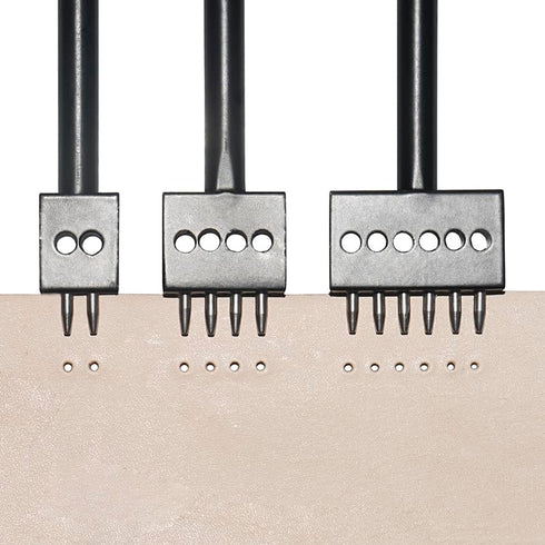 Leather Round Hole Punching Tool 3pcs Prong Punch Tool Set with 2/4/6 Prong Options for Precise Round Hole Punching DIY Leather craft?5MM?...