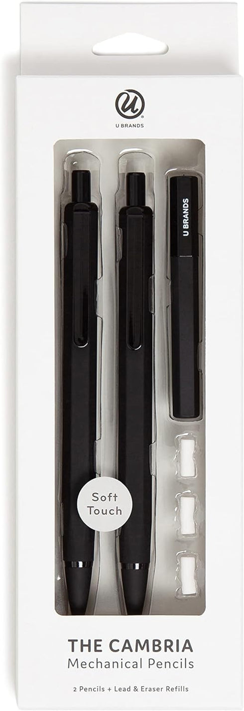U Brands Midnight Cambria Mechanical Pencil, Office Supplies, Soft Touch Barrel, Medium Point, 0.7mm, 2 Count...