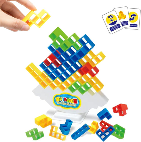 48 Pcs Tower Game Tetra Game Balance Stacking Blocks Game, Board Games for Kids & Adults, Tetra Game Tower Balance Toys Team Building Games for 2 ...