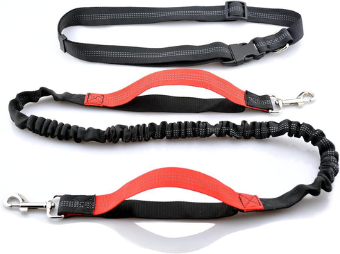 Black Adjustable Big Heavy Duty Retractable Dog Leash Two Handles Free for Walking Training(red)...
