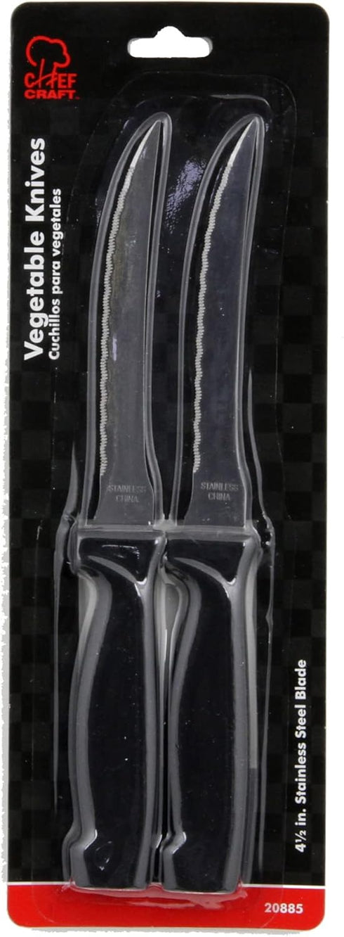 Chef Craft Select Vegetable Knife, 4.5 inch blade 8.5 inches in length 2 piece set, Stainless Steel/Black...
