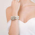 EVER FAITH White Rhinestone Crystal Wedding Jewelry Simulated Pearl Flower Bridal Stretch Bracelet for Women Bride Clear Silver-Tone...