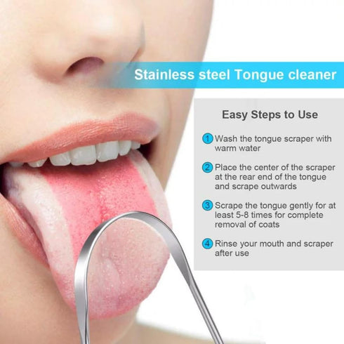 Tongue Scraper for Fresh Breath and Oral Health - Stainless Steel Cleaner for Effective Tongue Cleaning...