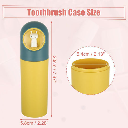 VOCOSTE Toothbrush Travel Case, Plastic, Lightweight Traveling Toothbrush Holders Case, for Travel Business, Yellow Blue, 7.87"x2.28"...