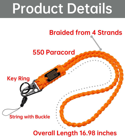 Paracord Key Lanyard for Men/Women, Heavy Duty Lanyard for Keys/Id Badges with Cool USA Flag, Military Braided Tactical Neck Lanyard Keychain for ...