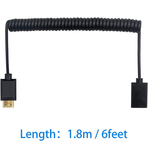 Duttek Mini HDMI to HDMI Cable, HDMI to Mini HDMI Coiled Cable, Mini HDMI Male to HDMI Female Adapter Cable Support 1080P Full HD, 3D, for Camera,...