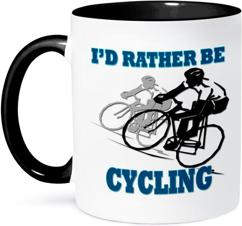 3dRose mug_218217_4 "Id Rather Be Cycling Funny Quotes Popular Saying" Ceramic Mug, Black, 11 oz...
