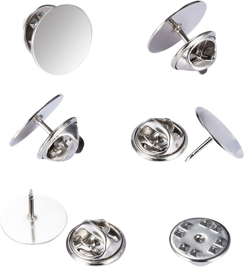 Canomo 50 Pairs Butterfly Pin Backs with 15mm Tie Tacks Blank Pins for for Lapel Pins, Service Bars and Jewelry(Silver)...