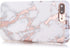BAISRKE Shiny Rose Gold White Marble Design Clear Bumper Matte TPU Soft Rubber Silicone Cover Phone Case Compatible with iPhone 7 Plus iPhone 8 Pl...