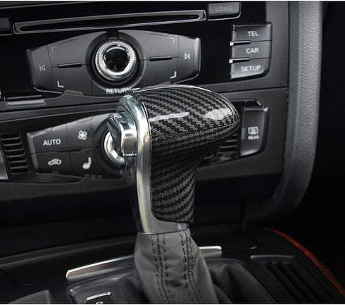 Sport Style Gear Shift Knob Cover Sticker Head Trim for Au-di A4 A5 A6 S6 A7 S7 Q5 Q7 (ABS with Carbon Fiber Pattern)...