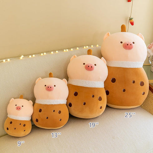 Cute Plushies Boba Pig Plush Plush Boba Plushie Kawaii Plushies Bubble Tea Pig Stuffed Animal Gift for Kids Adults (Boba Pig Plush,9 Inch)...