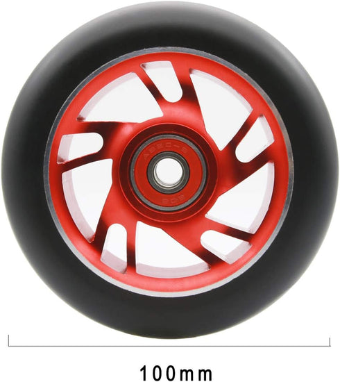 2Pcs 100 mm Pro Stunt Scooter Wheels with ABEC 9 Bearings for MGP/Razor/Lucky/Envy/Vokul Pro Scooters Replacement Wheels (Red)...
