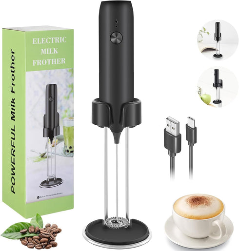 Rechargeable Milk Frother Handheld with USB-C Cable, Electric Drink Mixer, 14000RPM Powerful Electric Whisk/Coffee Frother for Latte, Matcha, Prot...
