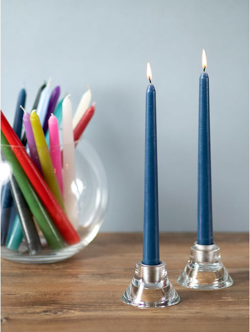 CANDWAX 8 inch Tapered Candles - Set of 12 Dripless Dinner Candles - Dark Blue...