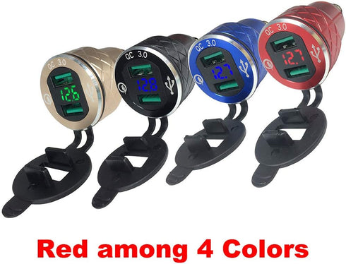 Aluminum Alloy Quick Charge 3.0 Dual Motorcycle USB Charger for BMW Motorcycle Charger for Triumph Tiger Ducati Cigarette Lighter Voltmeter QC3.0 ...