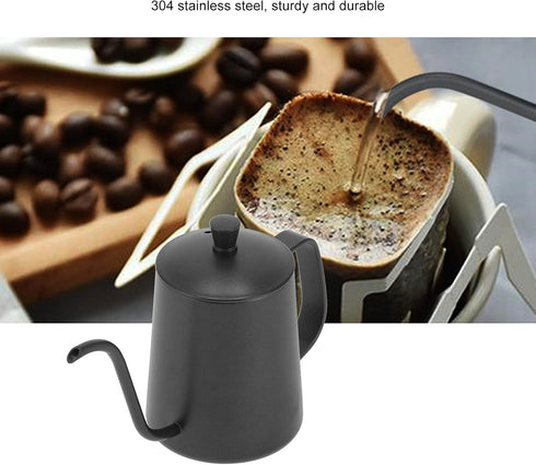350ml Gooseneck Coffee Kettle, 304 Stainless Steel Tea Kettle for Stovetop, 11.3 oz Long Spout Tea Pot for Home Kitchen Office Hotel(Black)...