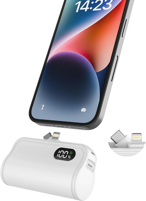 6000mAh Small Power Bank Portable Charger with Built-in Lighting&USB-C Connector for iPhone&Android Phone,Battery Pack Travel Phone Charger,Compat...