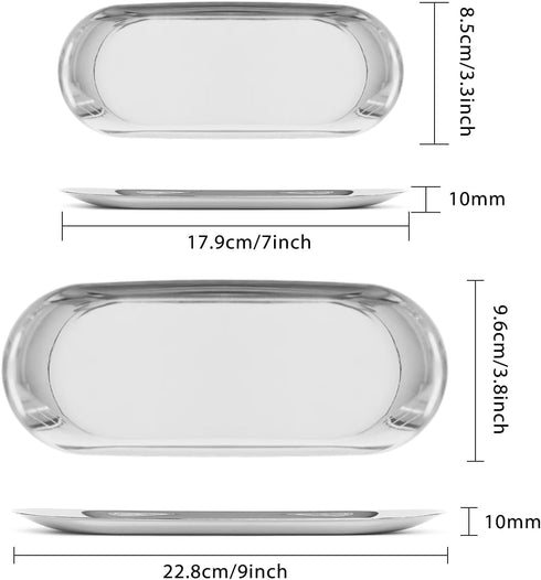 Lainrrew 2 Pcs Stainless Steel Towel Tray, Gold Jewelry Organizer Tray Bathroom Sink Vanity Trays Decorative Storage Dish Plate for Kitchen, Craft...