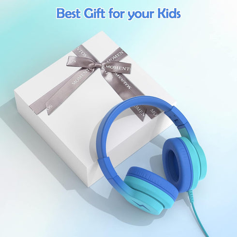 Kids Headphones, Wired Headphones for Kids with Microphone, 85/94dB Volume Limiter Headphones for Girls Boys with Sharing Jack, Foldable Headphone...