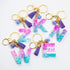 Fuqimanman2020 Glitter Letter A-Z Keychain Pink Blue Resin Alphabet Initial Letter Accessories with Purple Tassel Glass Ball...