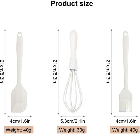 Silicone Spatula Set Food Grade with Pastry Brush and Whisk, Nonstick Cookware High Heat Resistant Seamless Design Kitchen Spatulas for Cooking, B...