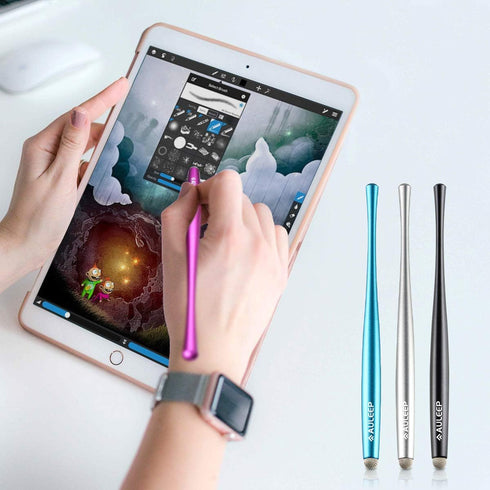 AULEEP Capacitive Stylus Pens for Touch Screen with 4 Pack 6 Nanofiber Tips Compatible for Phones, Tablets, iPads, Kindles (Silver Balck Rose Blue...