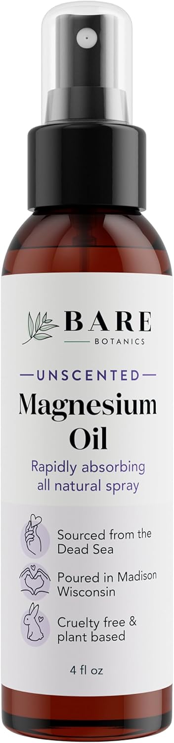 Bare Botanics 4oz Topical Magnesium Spray | Pure Magnesium Oil Spray for Soothing Sore Muscles | Magnesium Chloride Spray for Sleeping & Magnesium...