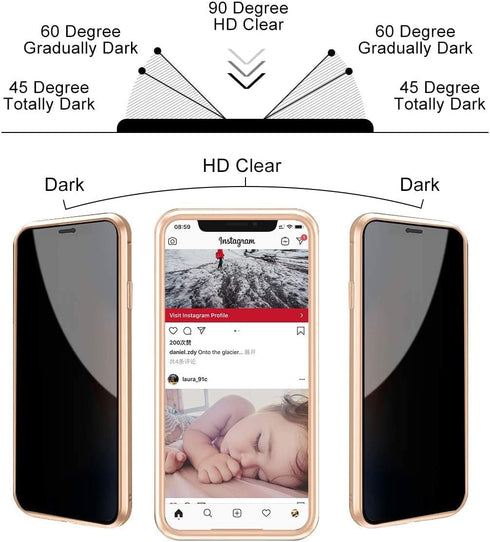 Privacy Magnetic Case for iPhone 12/12 Pro, Anti peep Magnetic Adsorption Cover, Front & Back Tempered Glass 360 Full Screen Covered, Privacy Scre...