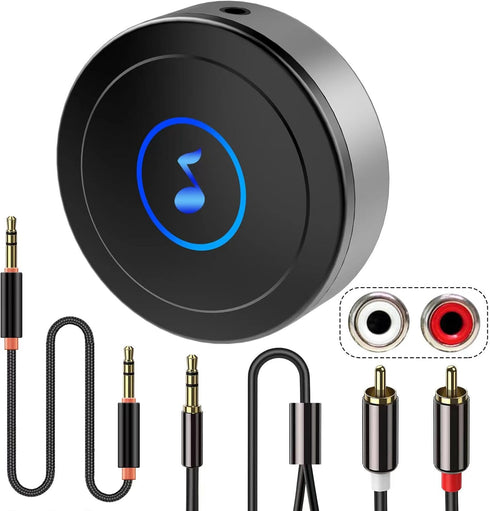 Bluetooth 5.0 Receiver, Wireless Audio Adapter for Home Stereo, Speaker, Receiver Pairing with Phone, TV, PC, for AUX 3.5mm / RCA Input, Low Laten...