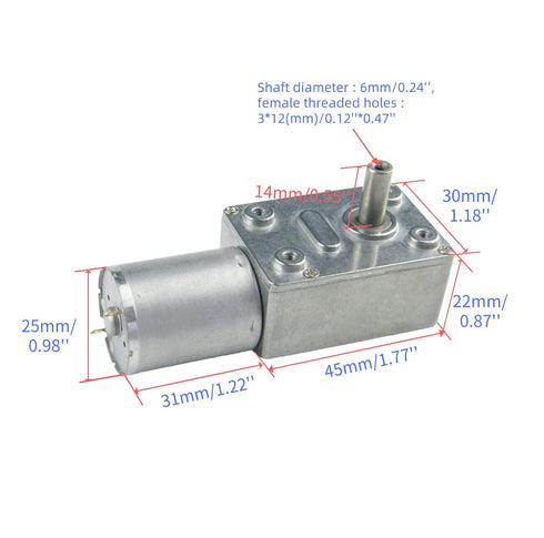 CHACNS 370WG 12V DC 10RPM Electric Motor Worm Geared Drive Motor with Screw Use for Fixed Motor...