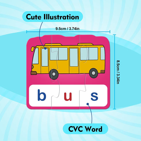 CVC Puzzle Cards for Kids,CVC Word Games,Phonics Games,Speech Therapy Toys for Toddlers,3 Alphabet Letter Word Puzzles,learning Spelling Games,Pre...