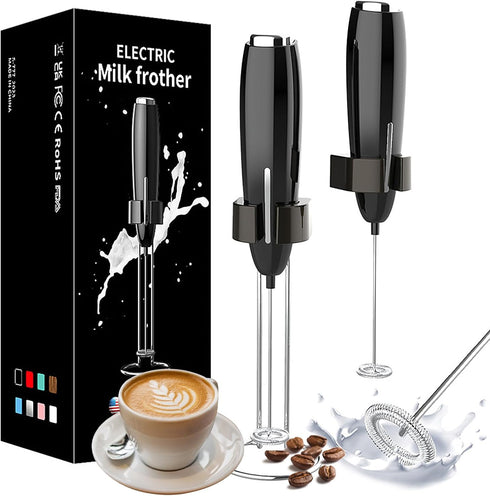 Milk Frother Handheld, Kitchen Powerful Electric Foam Maker with Stand, Battery Powered Foamer Blender Drink Mixer for Coffee Latte Cappuccino Hot...