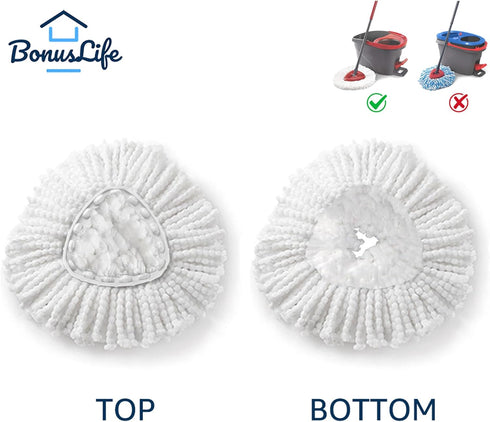 BonusLife 3-Pack Mop Head for O-Ceda EasyWrin Spin Mop Refill 1-Tank System Only Easy Cleaning Microfiber Replacement...
