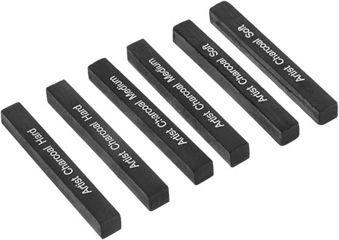 Artist Compressed Charcoal Sticks for Sketching, Drawing, Shading, Soft, Medium, Hard, Art Supplies Sketch Kits Tools, 6-Piece Boxed...