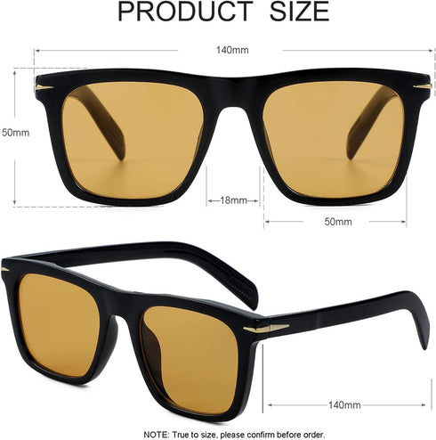 JOVAKIT Fashion Square Sunglasses for Men Women Trendy Flat Lens Sun Glasses Outdoor Sports Driving Sunnies UV400 Protection (Black/Orange)...