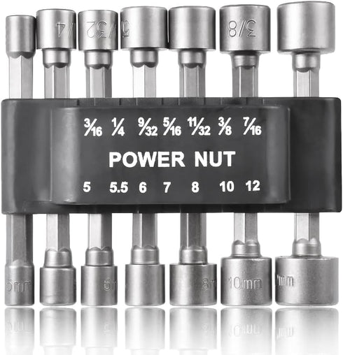 14Pcs Power Nut Driver Drill Bit Set Chrome-Vanadium Steel Quick Change Metric Socket Wrench Screw 1/4 inch Hex Shank Pneumatic Screw Sleeve House...