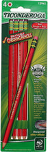 Ticonderoga Erasable Checking Pencils, Eraser Tipped, Pre-Sharpened, Red, 4 Pack (2 pencils per Pack) (13901)...