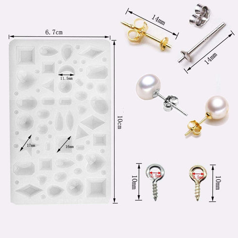 Silicone Resin Kits Assorted Style, 12 PCS Jewelry Casting Molud, 15 PCS Making Tools, Stud Earring and Eye Screw Pins for Jewelry Craft Making...