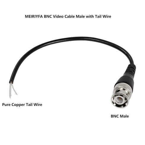 MEIRIYFA BNC Pigtail Cable Bare Wire, BNC Male Coaxial Connector Extension Plug with Open End Wire for CCTV Camera Terminal Adpater (5pcs BNC Male...