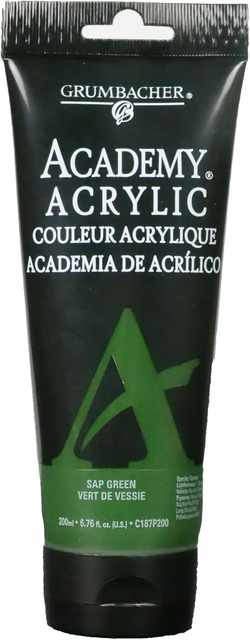 Grumbacher Academy Acrylic Paint, Gloss, 200ml/6.8 oz Plastic Tube, Sap Green (C187P200)...