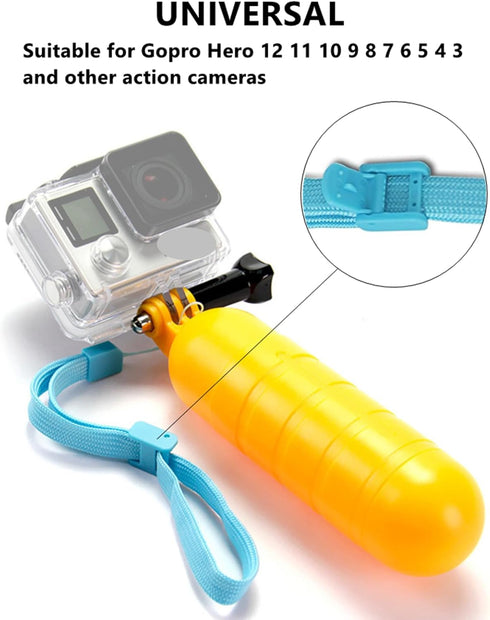 Floating Hand Grip, Waterproof Monopod Anti-loss Handheld Floaty Pole Stick for Gopro Hero 12/11/10/9/8/7/6/5/4 and Other Action Cameras, Suitable...