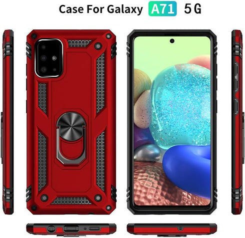 Samsung A71 5G Case, A71 5G Phone Case with Screen Protector, Military Grade Protective Cases with Ring for Samsung Galaxy A71 5G (Red)...