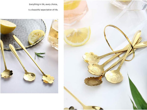 Stainless Steel Flower Coffee Spoon Set, LEIHEFA 8 Pcs Creative Tea Spoon,Stirring Spoon, Ice Tea Spoon for Tea, Cake, Sugar, Dessert Ice Cream Sp...