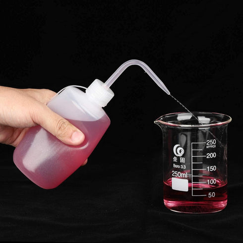 Hyber&Cara Safety Wash Bottle 3Pcs 250ml Plastic Squeeze Bottle with Cap for Lab Plant Watering Tattoo Wash Bottle with 1Pc Silicone Funnel...
