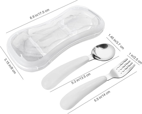 VANRA 2 Pieces Toddler Fork and Spoon Set with Travel Case 18/8 Stainless Steel Toddler Utensils Kids Silverware Children Flatware Child Cutlery S...