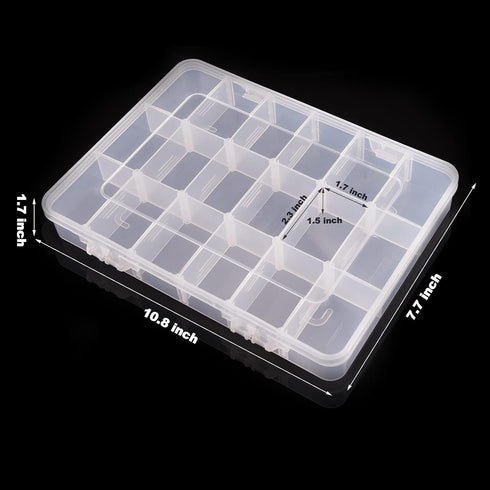 18 Grids Plastic Organizer Box with Dividers, Exptolii Clear Compartment Container Storage for Washi Tapes Beads Crafts Jewelry Fishing Tackles, S...